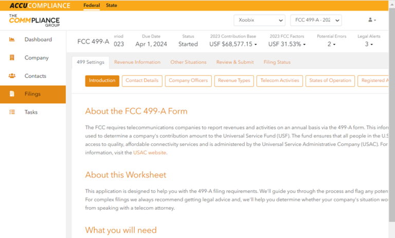 FCC Compliance Page on AccuCompliance
